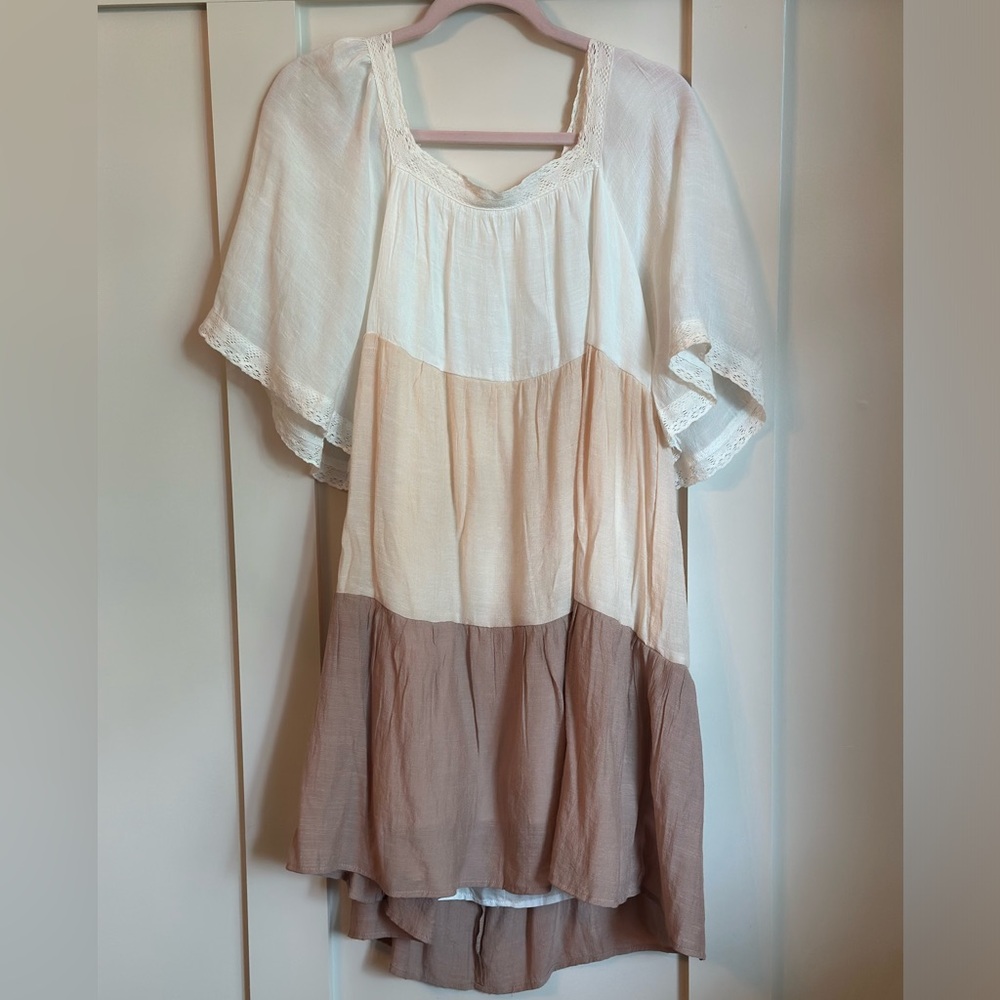 🤍Mittoshop Color Block Dress - Trim Detail - S